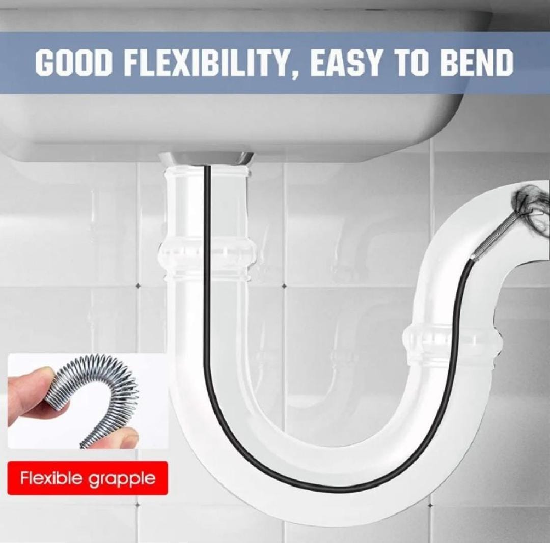 Metal Flexible 90 cm Wire Brush Hand Sink Cleaning Hook Sewer Dredging Device Snake Drain Cleaner