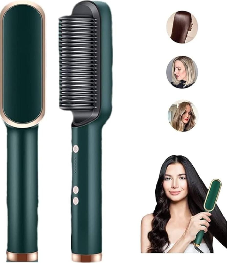 Hair Straightener Brush Straightening Comb, 5 Temp Settings, Fast Heating Hair Straightener Comb & Iron, Straight Hair and Curly Hair Dual-Purpose Electric Heating Curling Iron