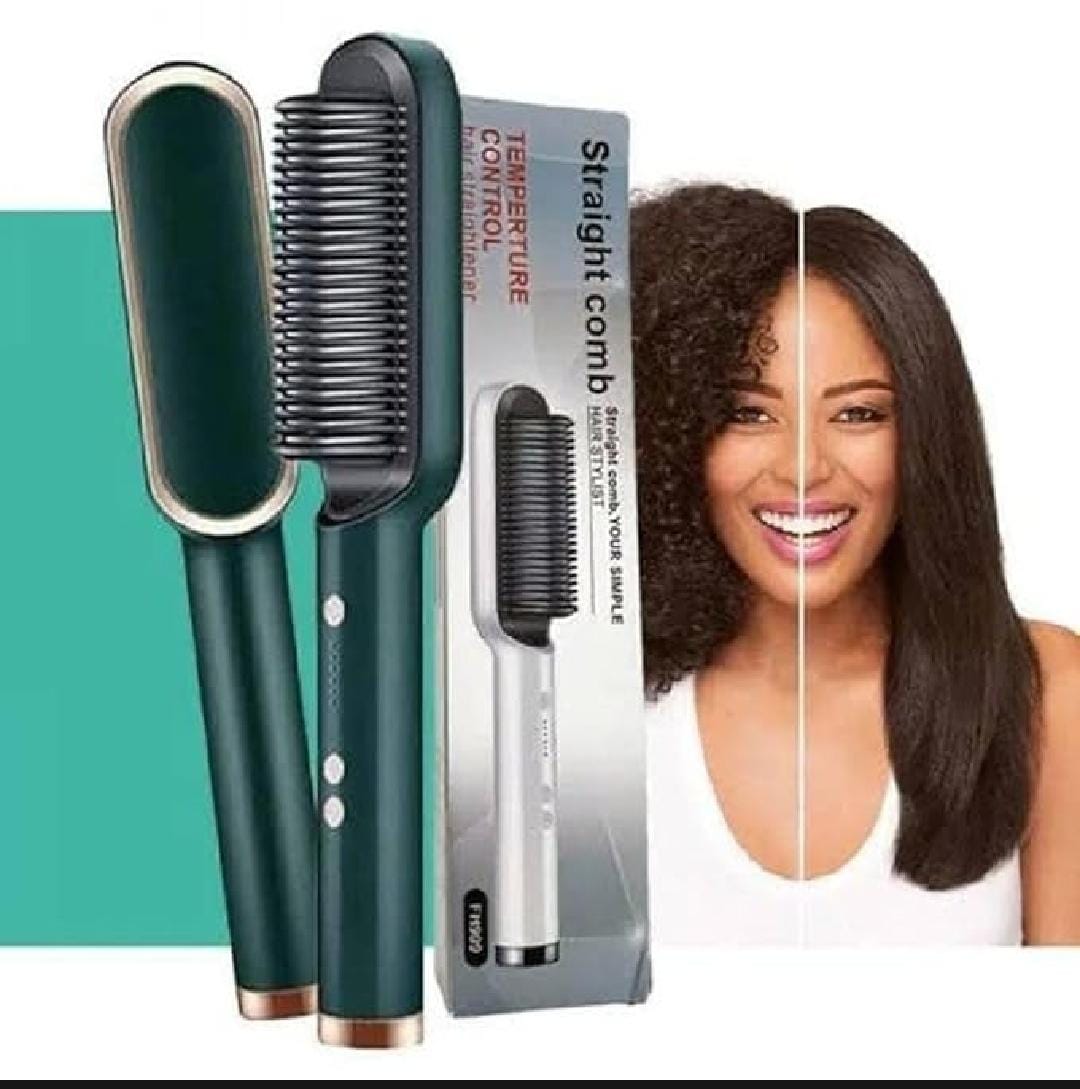 Hair Straightener Brush Straightening Comb, 5 Temp Settings, Fast Heating Hair Straightener Comb & Iron, Straight Hair and Curly Hair Dual-Purpose Electric Heating Curling Iron