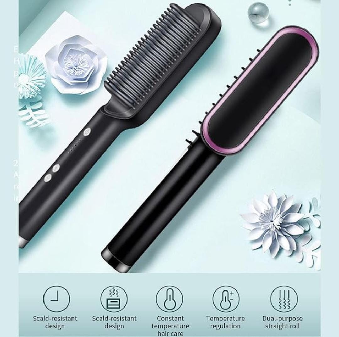 Hair Straightener Brush Straightening Comb, 5 Temp Settings, Fast Heating Hair Straightener Comb & Iron, Straight Hair and Curly Hair Dual-Purpose Electric Heating Curling Iron