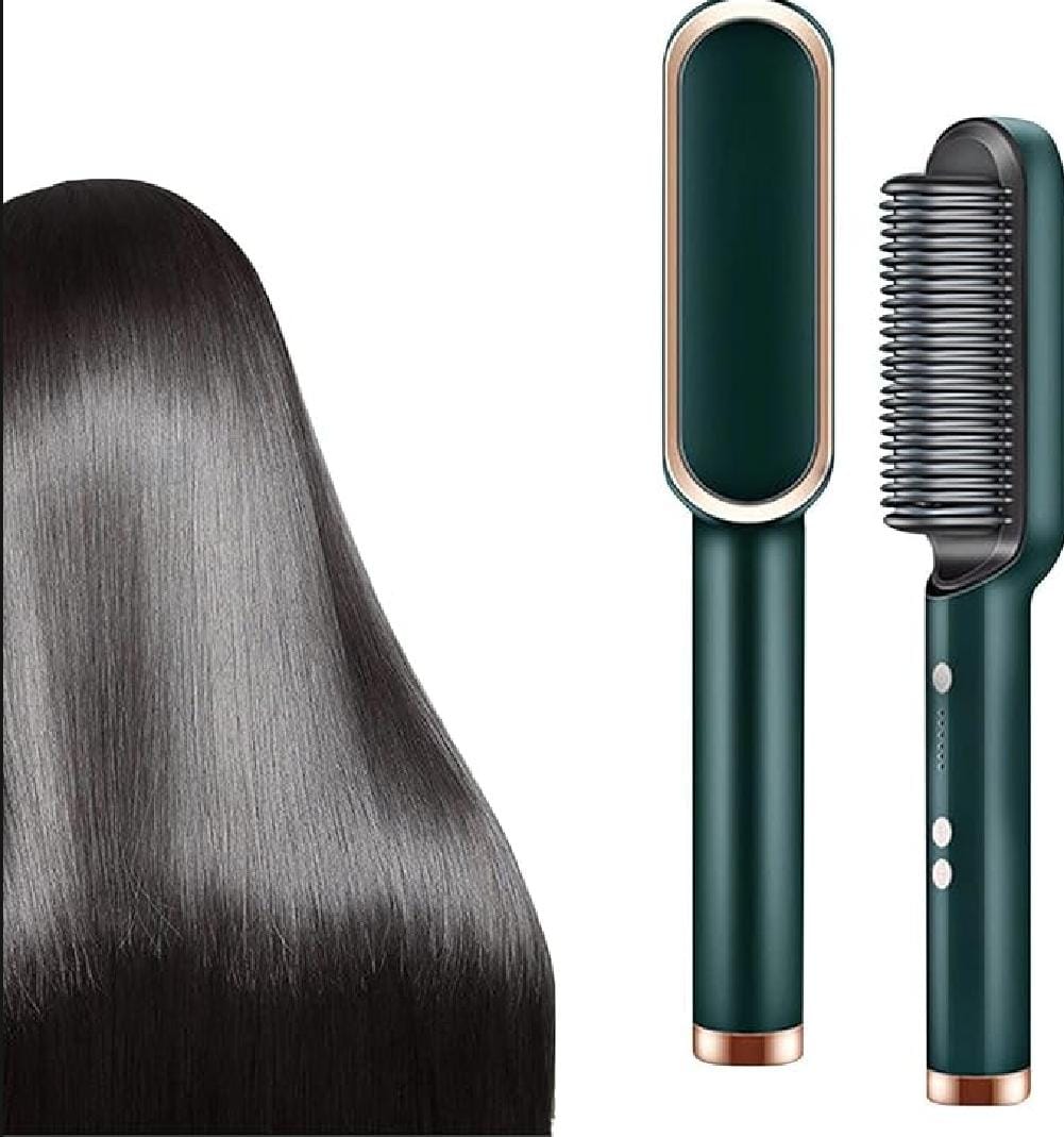 Hair Straightener Brush Straightening Comb, 5 Temp Settings, Fast Heating Hair Straightener Comb & Iron, Straight Hair and Curly Hair Dual-Purpose Electric Heating Curling Iron