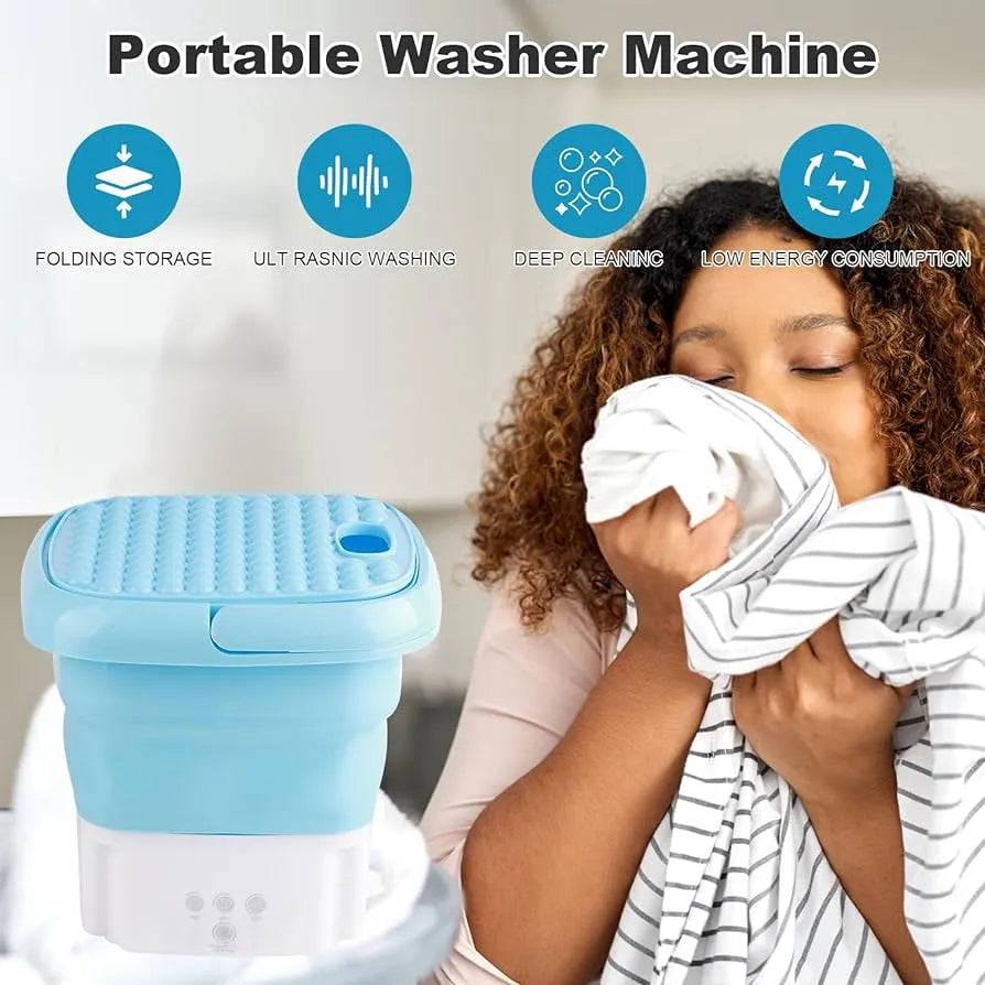 Mini Washing Machine Foldable Bucket Type Laundry Clothes Washer Cleaner Travel