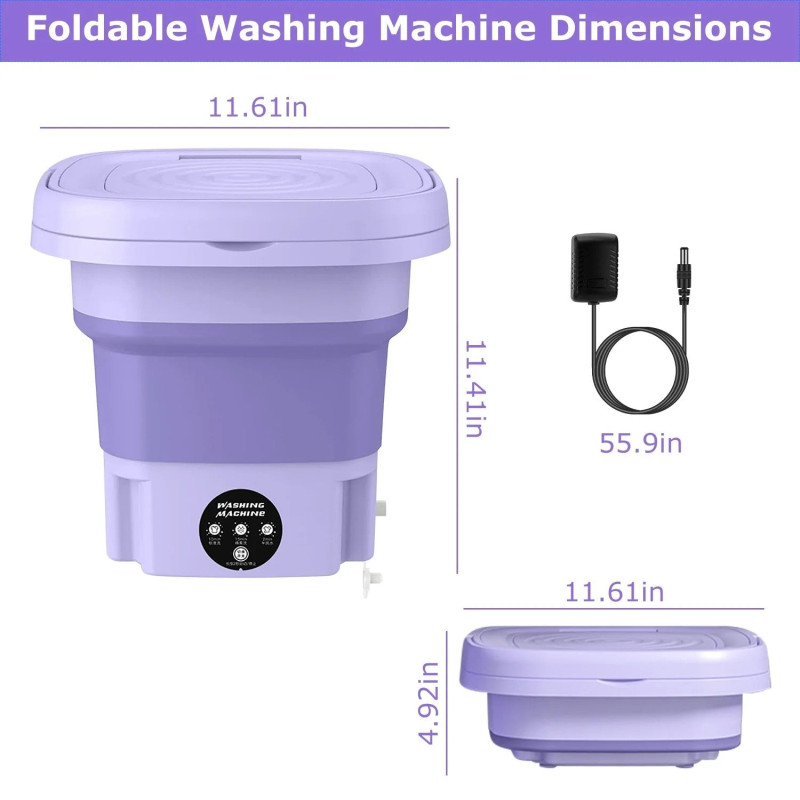 Mini Washing Machine Foldable Bucket Type Laundry Clothes Washer Cleaner Travel