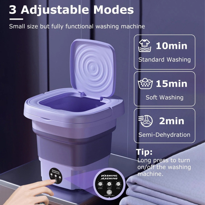 Mini Washing Machine Foldable Bucket Type Laundry Clothes Washer Cleaner Travel