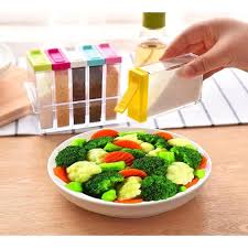 Transparent Spice Jar Colorful Lid Seasoning Box Set of 6pcs