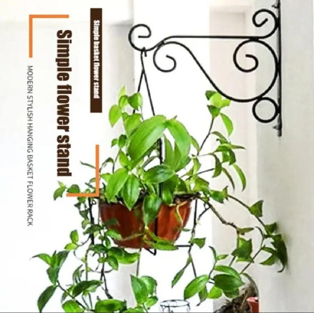 Iron Garden Wall Hanging Stand, Flower Pot hanger, Wall Mounted Plant Hook Flower Hook, Decoration for Garden Basket, (Without Pot)