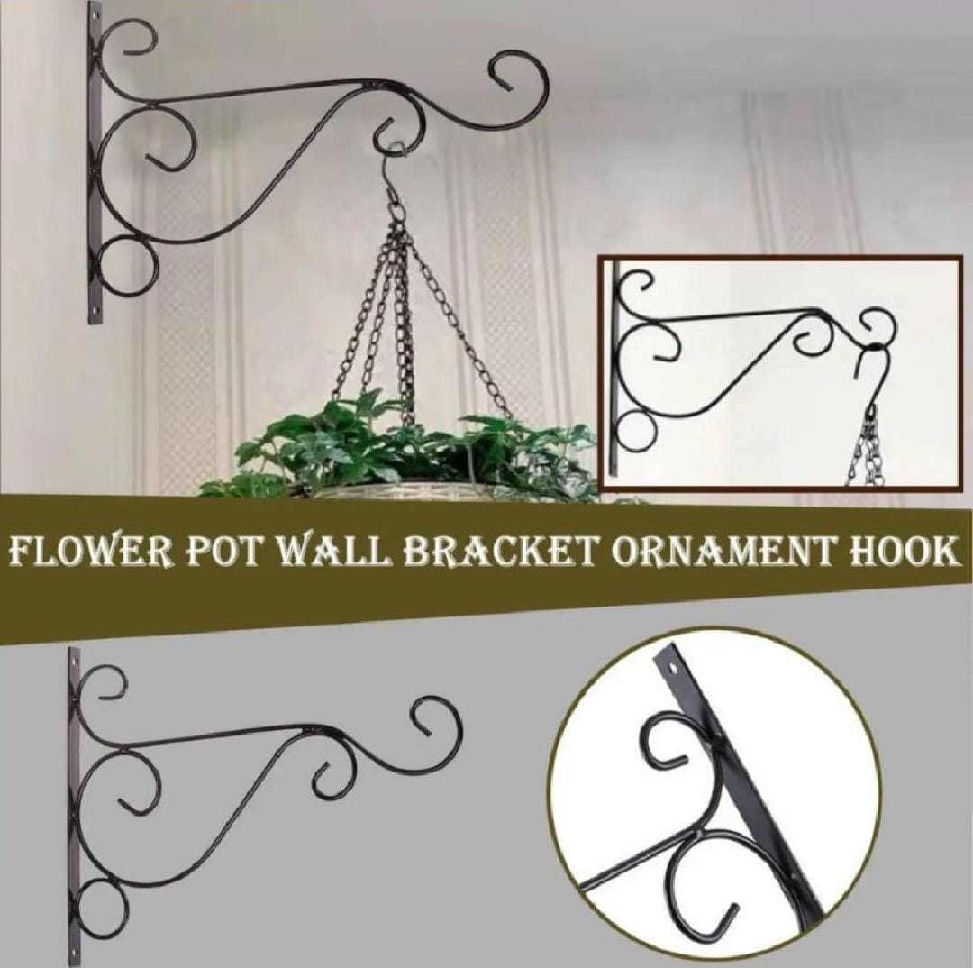 Iron Garden Wall Hanging Stand, Flower Pot hanger, Wall Mounted Plant Hook Flower Hook, Decoration for Garden Basket, (Without Pot)