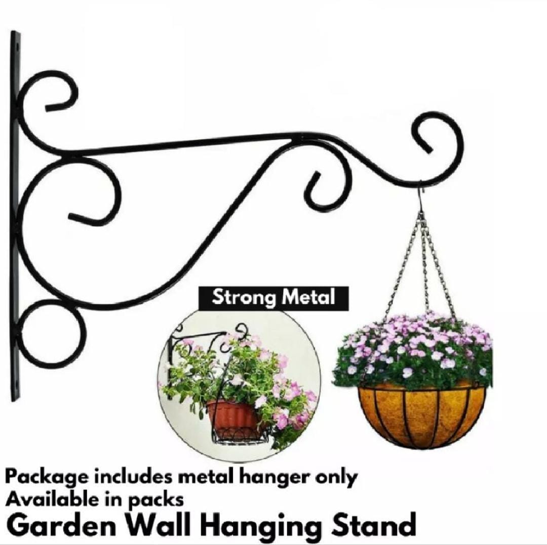 Iron Garden Wall Hanging Stand, Flower Pot hanger, Wall Mounted Plant Hook Flower Hook, Decoration for Garden Basket, (Without Pot)