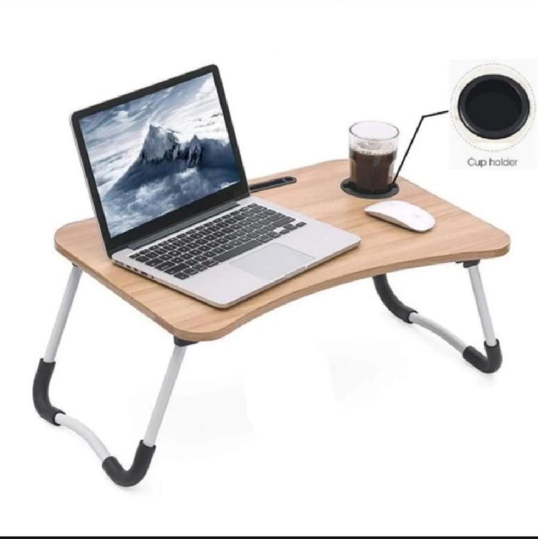 New Wood Portable Laptop Table Foldable Dormitory Bed Laptop Desk Book Reading Tray Cup slot Bed Table For Computer Notebooks
