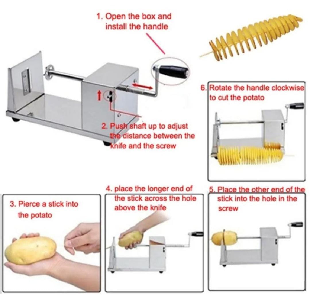 Potato Spiral Cutter Potato Slicer Potato Tornado Slicer Tornado Potato machine Spiral Twister Potato Chips Slicer Vegetable Cutter Cutting Machine
