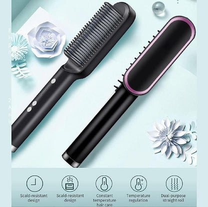 Hair Straightener Brush Straightening Comb, 5 Temp Settings, Fast Heating Hair Straightener Comb & Iron, Straight Hair and Curly Hair Dual-Purpose Electric Heating Curling Iron