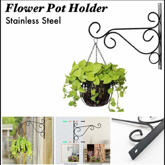 Iron Garden Wall Hanging Stand, Flower Pot hanger, Wall Mounted Plant Hook Flower Hook, Decoration for Garden Basket, (Without Pot)